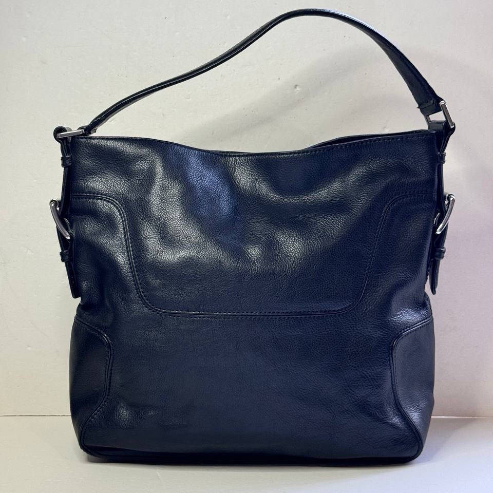 Michael Kors Black Leather Brookville Shoulder Bag Purse